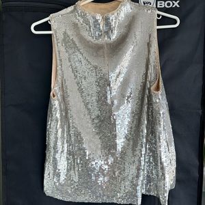 Zara silver sequin sleeveless top shirt